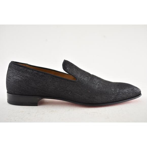 Christian Louboutin Mens Dandelion Flat Black Shantung Diams Dress Loafer 43 10 main image 12